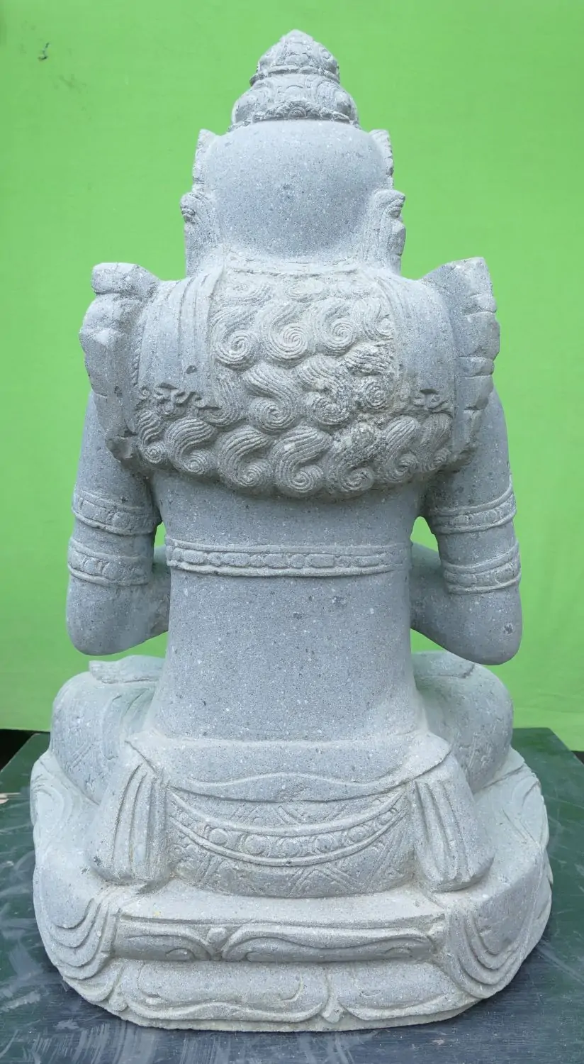  Product image 9 of the product “Seated Dewi Sri made of Riverstone in Dharmachakra gesture of wheel of the teaching of the Dharma, H. 80cm. ”